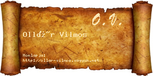 Ollár Vilmos névjegykártya